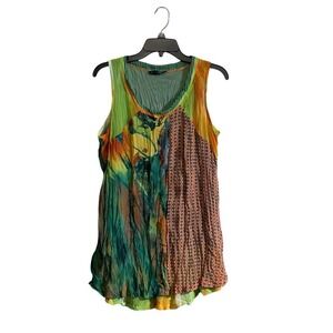 Ronnie Salloway Sz Small Artsy Tunic Tank Top Bold Vibrant Artsy Eclectic